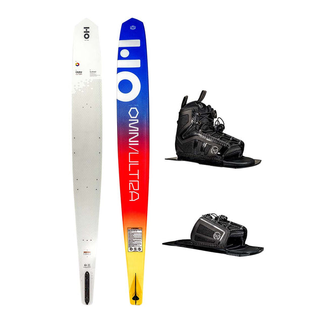 HO Omni Ultra White Slalom Ski w/ Stance 130 & Stance 130 Adjustable Rear Toe Plate